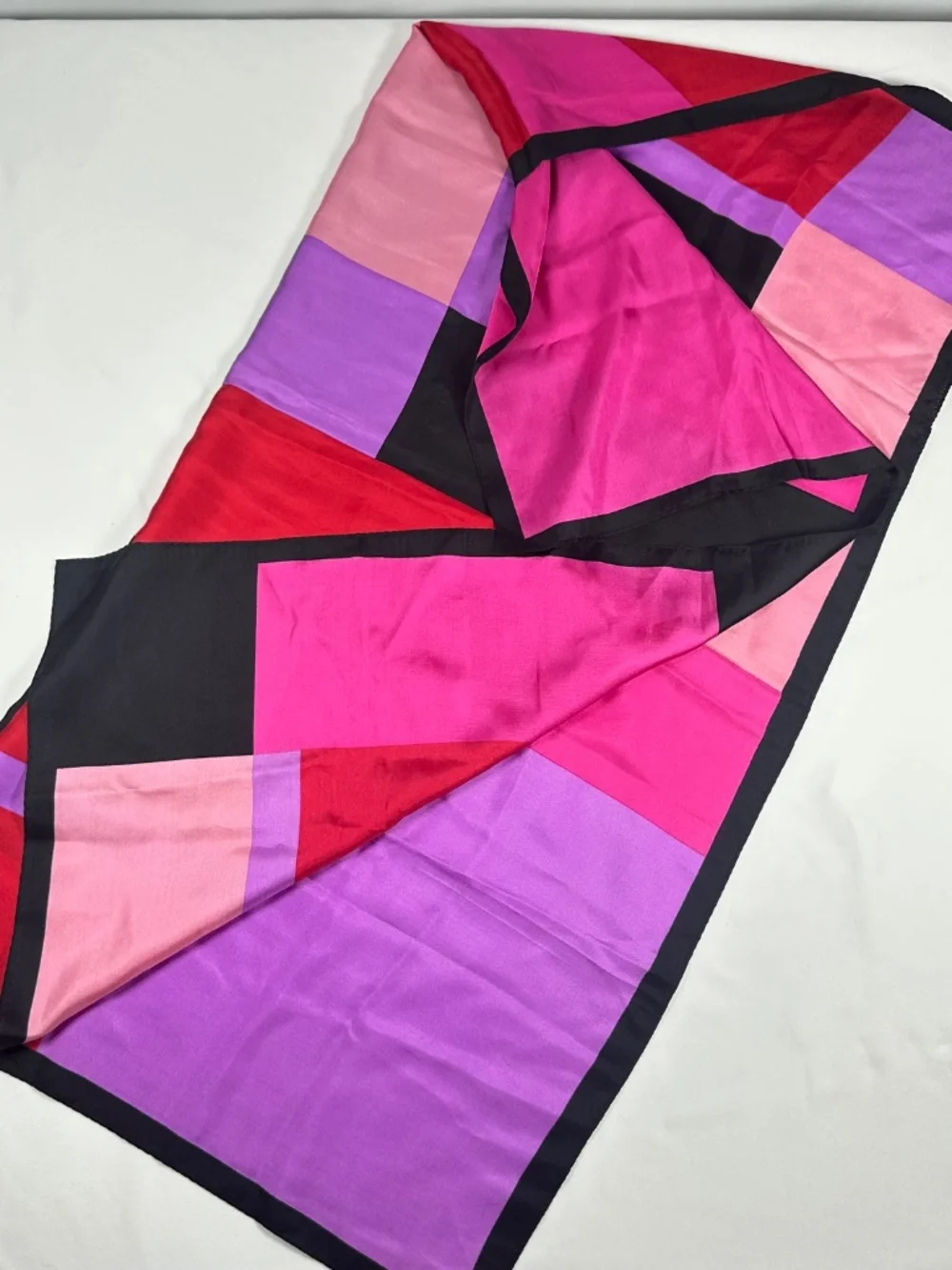 Beautiful Vintage Oscar de la Renta 100% Silk Square Scarf Colorblock 34.5x34.5